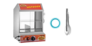 Hot Dog Steamer, 27L/28.54Qt, 2-Tier Hut Steamer for 175 Hot Dogs & 40 Buns, Electric Bun Warmer Cooker with Tempered Glas