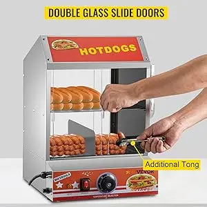 Hot Dog Steamer, 27L/28.54Qt, 2-Tier Hut Steamer for 175 Hot Dogs & 40 Buns, Electric Bun Warmer Cooker with Tempered Glas