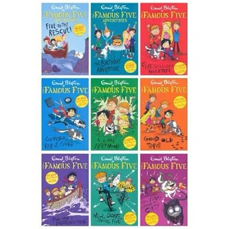 9 Books/Set Enid Blyton The Famous Five Adventures Collection Children English Picture Book Detective Stories Libros Livros