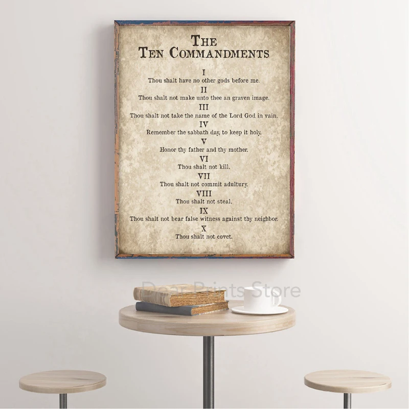 Ten 10 Commandments Prints Kids Sunday School Bible Posters Catholic Classroom Decor Christian Learning Wall Canvas Painting