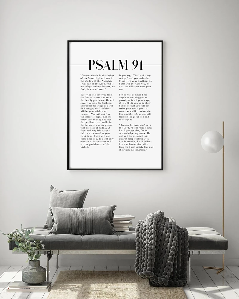 Psalm 91 Scripture Wall Art, He Who Dwells In The Shelter, Bible Verse Artwork For Your Christian Home Decor