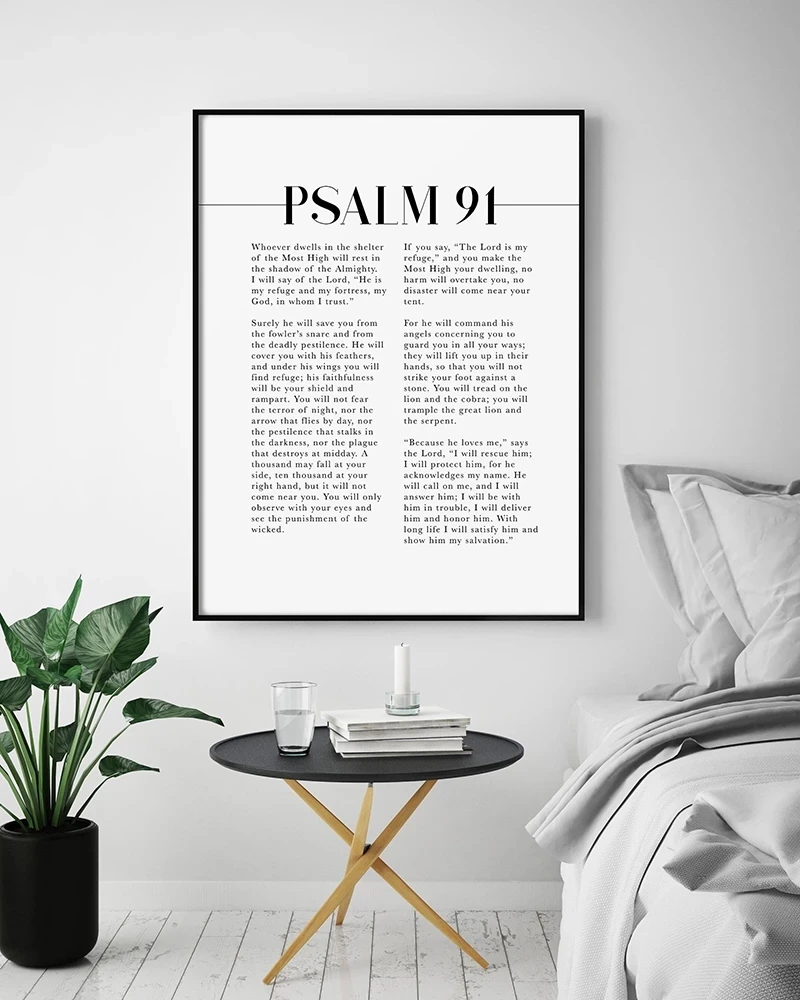 Psalm 91 Scripture Wall Art, He Who Dwells In The Shelter, Bible Verse Artwork For Your Christian Home Decor