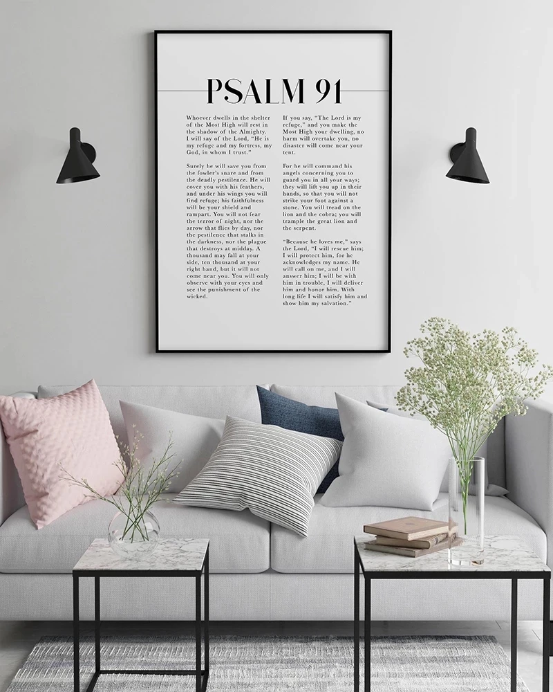 Psalm 91 Scripture Wall Art, He Who Dwells In The Shelter, Bible Verse Artwork For Your Christian Home Decor