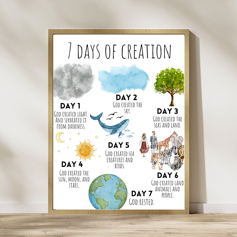 Preschool Bible Curriculum Poster Kids Bible Verse Wall Art Canvas Painting Prints Picture Bedroom Nordic Wall Home Decor Gifts