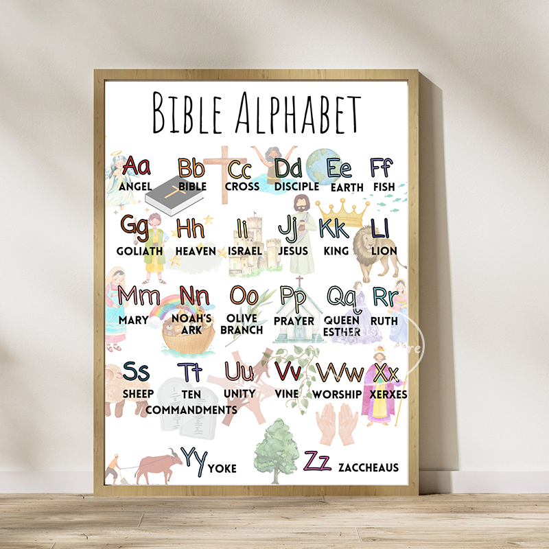 Preschool Bible Curriculum Poster Kids Bible Verse Wall Art Canvas Painting Prints Picture Bedroom Nordic Wall Home Decor Gifts