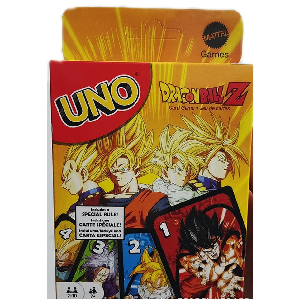 Mattel Games UNO Dragon Ball Z Card Game for Family Night Featuring Tv Show Themed Graphics and a Special Rule for 2-10 Players