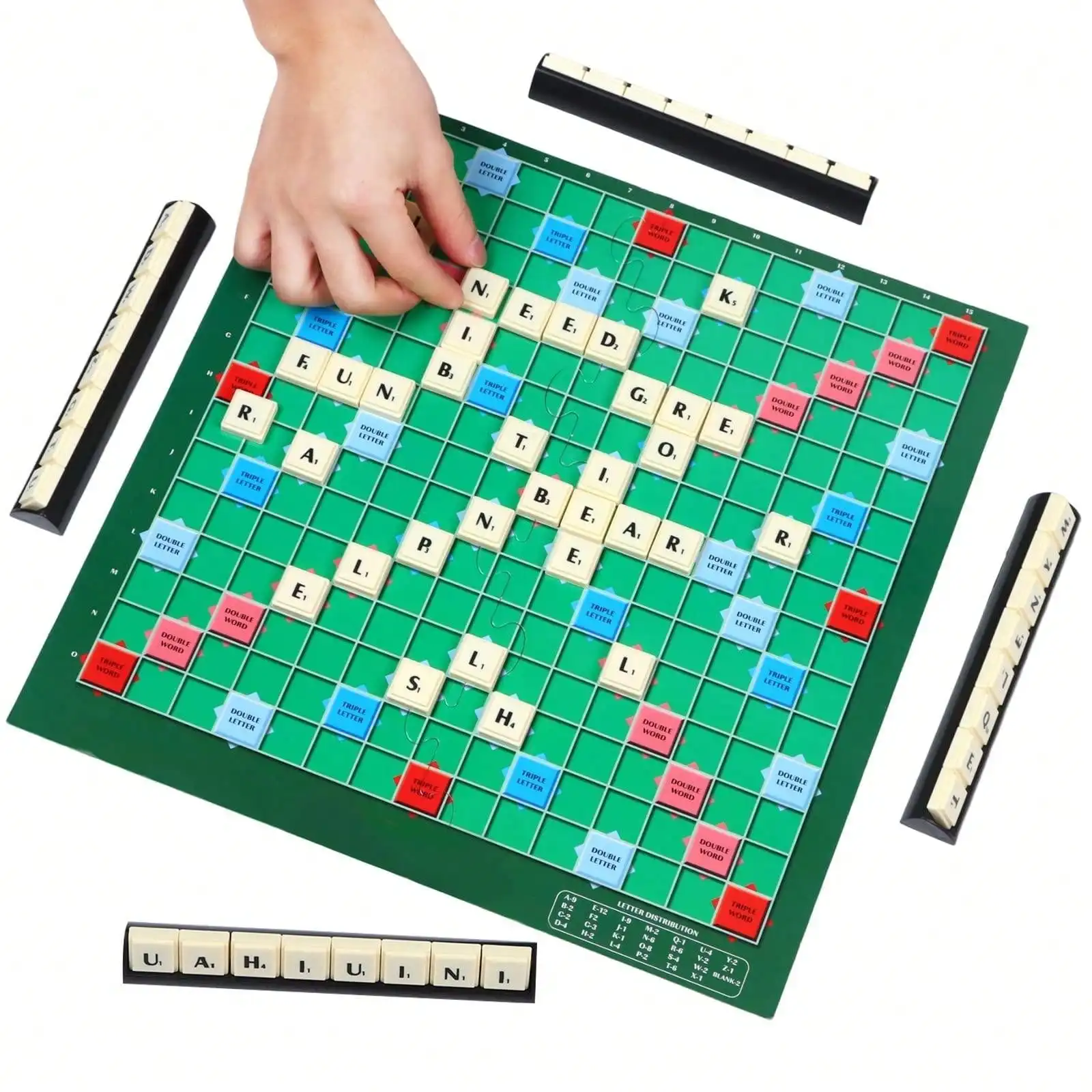 1PCS, English Scrabble Solitaire, Alphabet Chess, Alphabet Scrabble, Jigsaw Board Game for 2-4 players, board game。