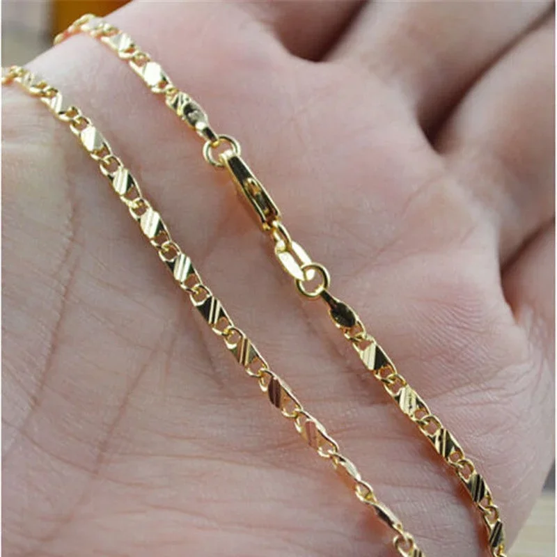 New 925 Silver Exquisite Fashion 18K Gold Filled Necklace For Women Men Size 16-30 Inch Jewelry Chain Wholesale