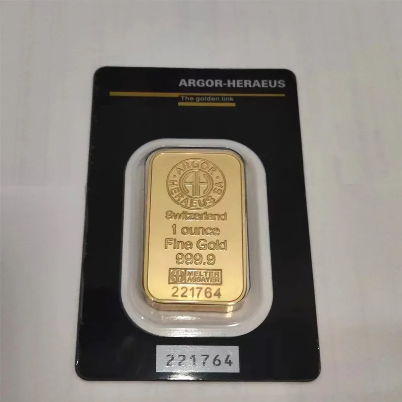 24K Gold Plated Swiss 1 Ounce Argor-Heraeus Gold Bar Gold Bullion Foreign Currency Gifts Coin Bullion Collection