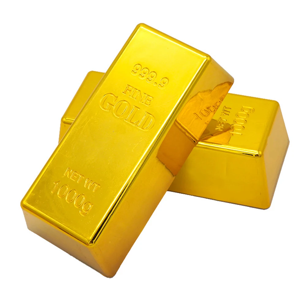 1pc Fake Gold Bar Creative Golden Brick Simulation Hollow Gold Bullion Movie Prop Novelty Joke Gift Decorative Prop For Party