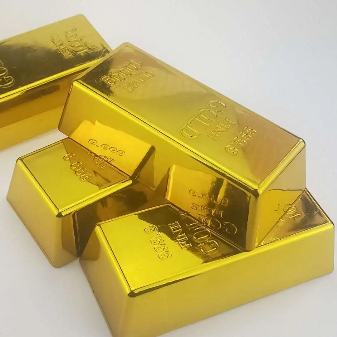 1pc Fake Gold Bar Creative Golden Brick Simulation Hollow Gold Bullion Movie Prop Novelty Joke Gift Decorative Prop For Party