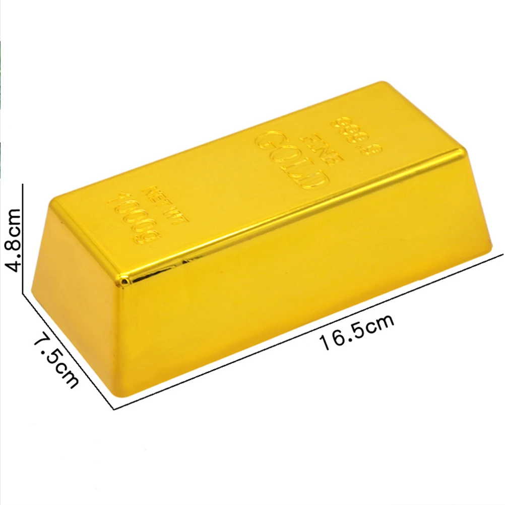 1pc Fake Gold Bar Creative Golden Brick Simulation Hollow Gold Bullion Movie Prop Novelty Joke Gift Decorative Prop For Party