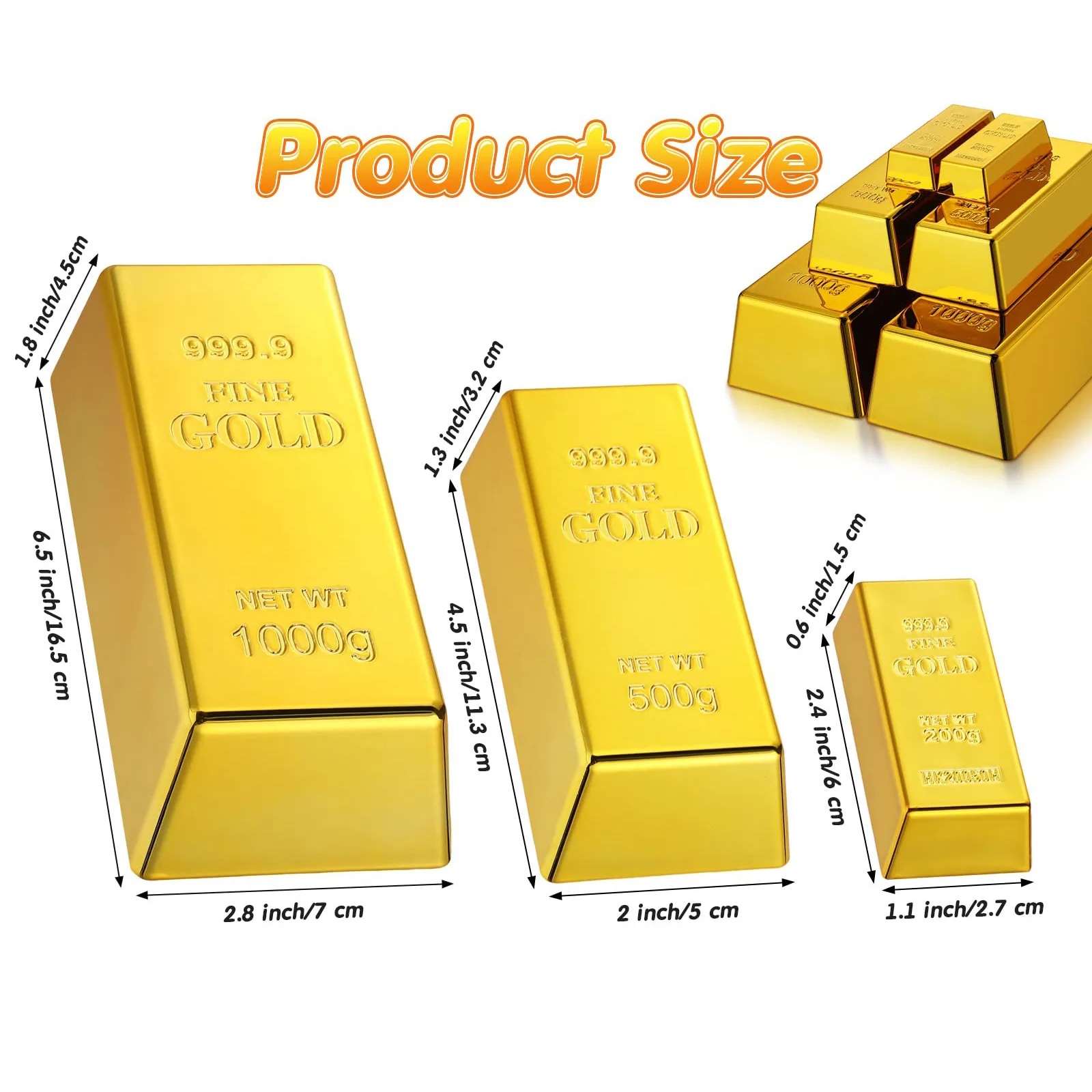 1pc Fake Gold Bar Creative Golden Brick Simulation Hollow Gold Bullion Movie Prop Novelty Joke Gift Decorative Prop For Party