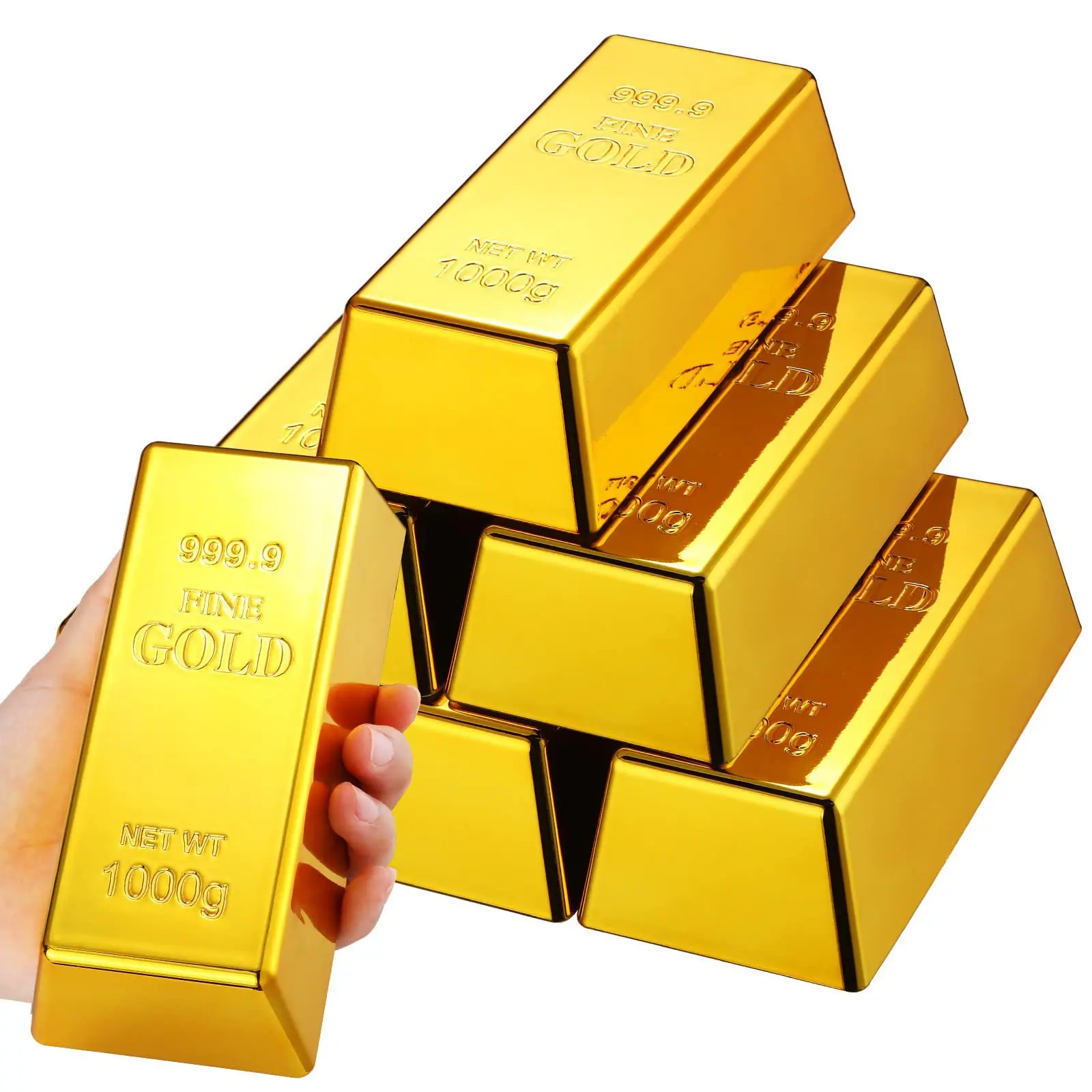 1pc Fake Gold Bar Creative Golden Brick Simulation Hollow Gold Bullion Movie Prop Novelty Joke Gift Decorative Prop For Party