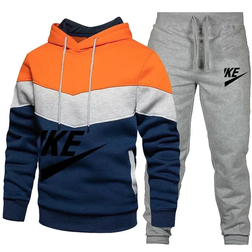 2 Pieces Sets Tracksuit Hooded Sweatshirt +Drawstring Pants Male Sport Hoodies Running Sportswear Men Women Brand Autumn Winter