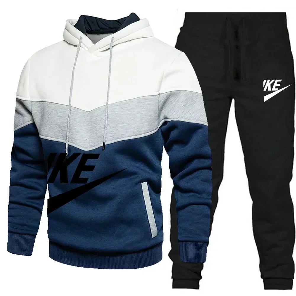 2 Pieces Sets Tracksuit Hooded Sweatshirt +Drawstring Pants Male Sport Hoodies Running Sportswear Men Women Brand Autumn Winter