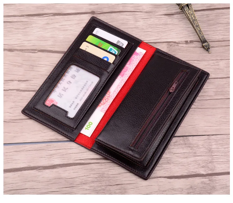 Men PU leather long clutch wallet business men Cards holder purse brown black male fashion pocket wallet for coins