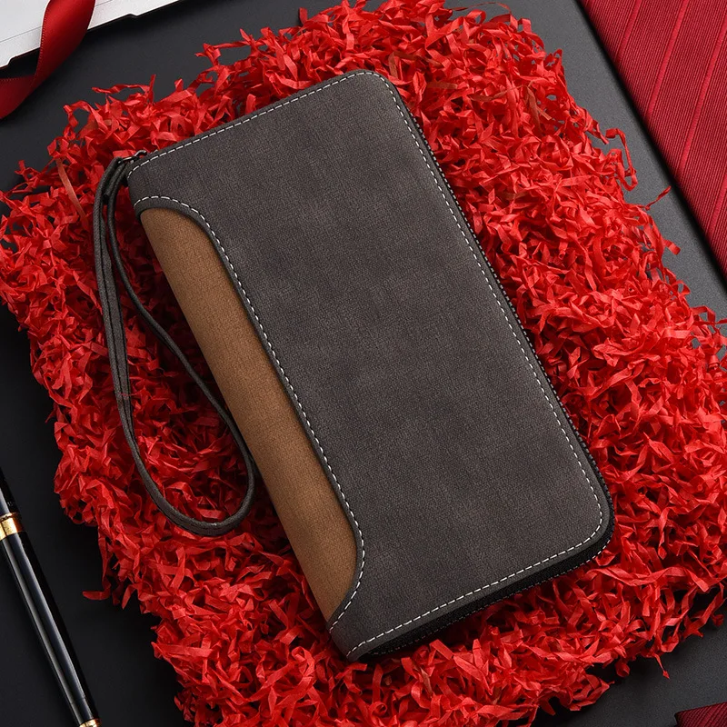 Men's Long Wallet Fashion Multiple Card Slots Card Holder Slim Brand Designer Men Business Wallet Zipper Phone Pouch Coin Purse