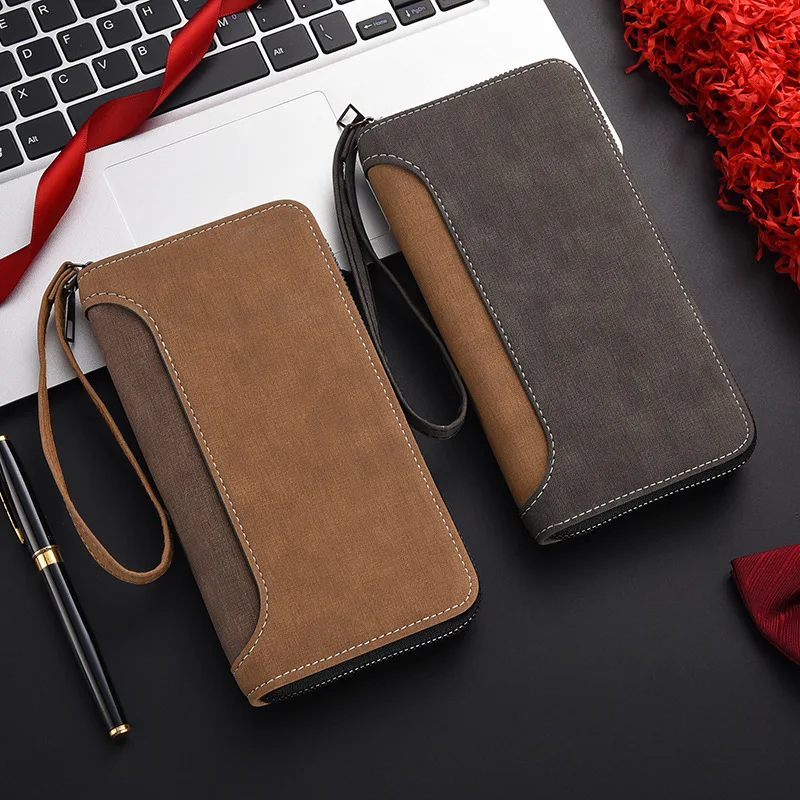 Men's Long Wallet Fashion Multiple Card Slots Card Holder Slim Brand Designer Men Business Wallet Zipper Phone Pouch Coin Purse