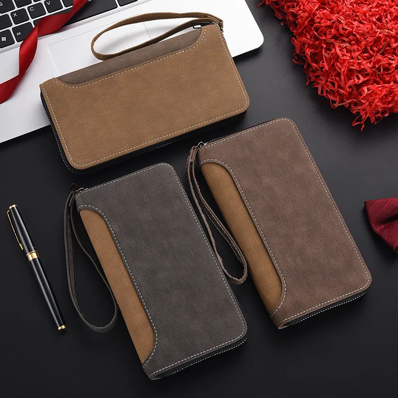 Men's Long Wallet Fashion Multiple Card Slots Card Holder Slim Brand Designer Men Business Wallet Zipper Phone Pouch Coin Purse