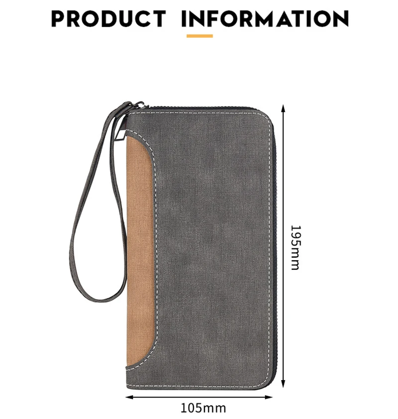 Men's Long Wallet Fashion Multiple Card Slots Card Holder Slim Brand Designer Men Business Wallet Zipper Phone Pouch Coin Purse