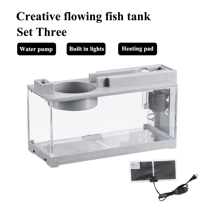 Mini Aquarium Fish Tank Kit Multi-functional Creative Filter USB Silent Water Circulation Office Desktop Home Furnishings