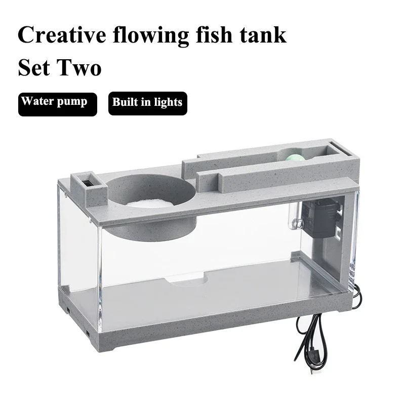 Mini Aquarium Fish Tank Kit Multi-functional Creative Filter USB Silent Water Circulation Office Desktop Home Furnishings