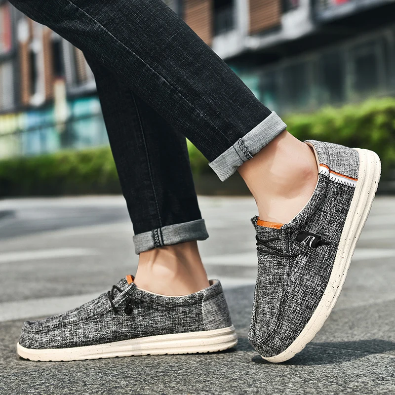 Men Casual Canvas Shoes  Mens Loafers Breathable Slip on Flats Male Vulcanized Shoes Driving Shoes Plus Size 48 Walking shoe