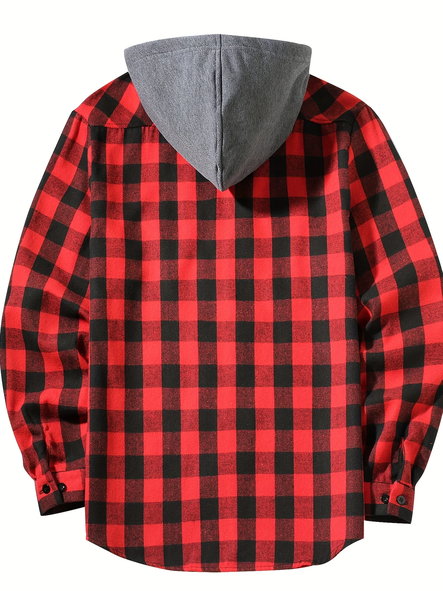 Men's Shirts Classic Plaid Casual Button Down Hooded Long Sleeved Double Pockets Shirt Hoodie Jacket Spring Autumn Tops