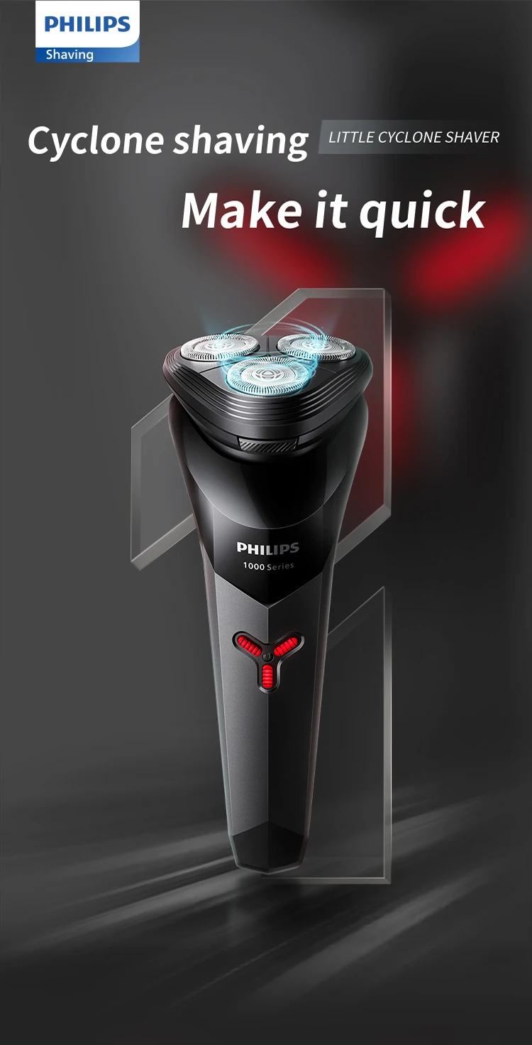 Philips S1113 Electric Shaver for Men USB Charging PowerCut Stainless Steel Blades Ergonomic design Triple floating head