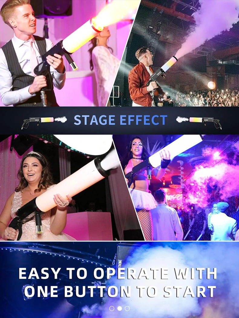 RGB LED Handheld Fog Machine CO2 Cryo Cannon Blower Jet Machine Club Bar DJ Smoke Effects Equipment Fog Spray Cannon Machine