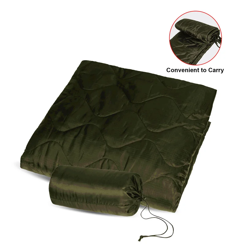 Tactical Army Poncho Liner Camouflage Water Repellent Woobie Quilted Blanket Suitable for Camping, Shooting, Hunting