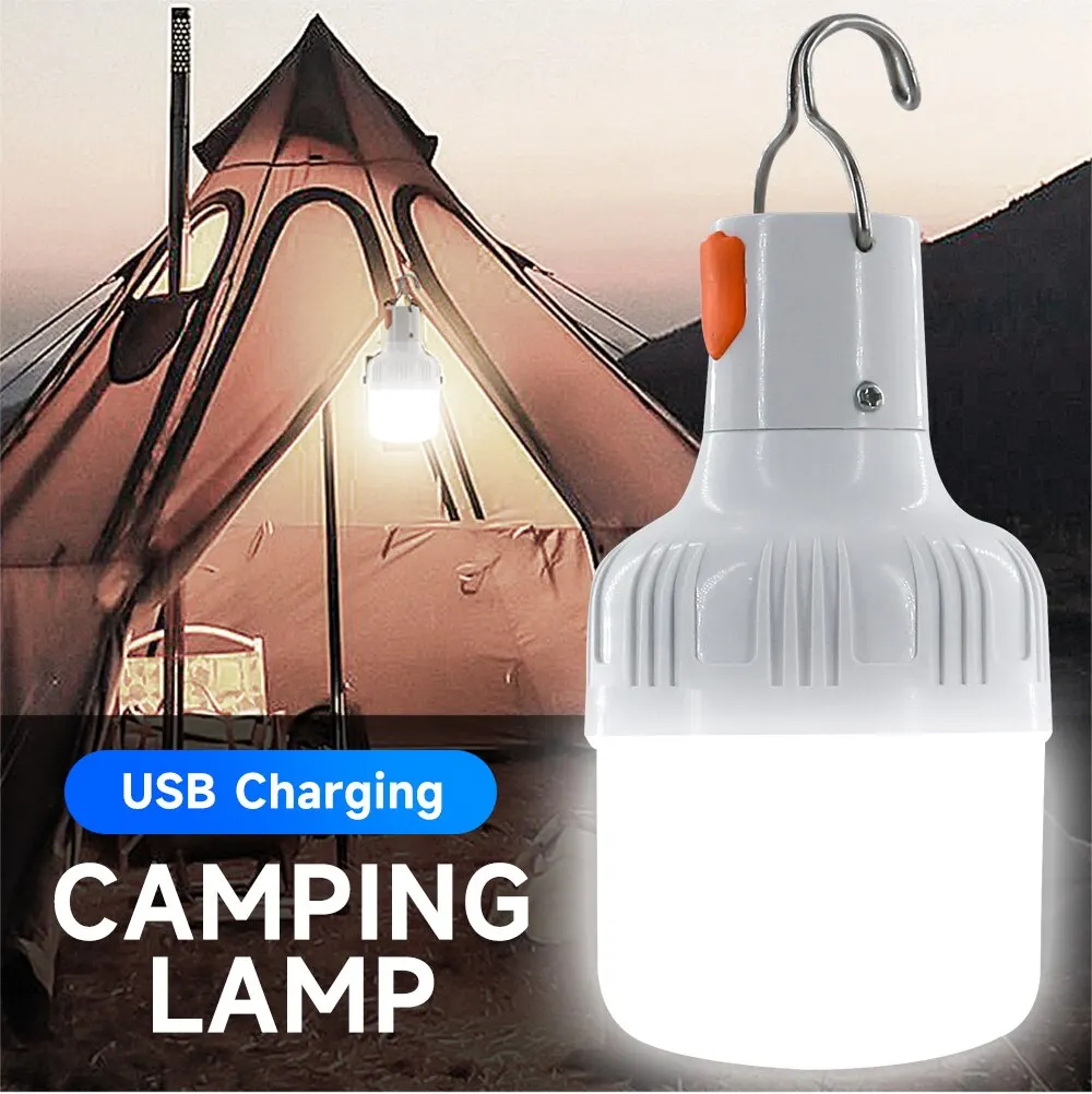 60W Emergency Light Outdoor Camping Supplies Edc Outdoor USB Rechargeable LED Light Bulb Lantern Hiking Sports Entertainment