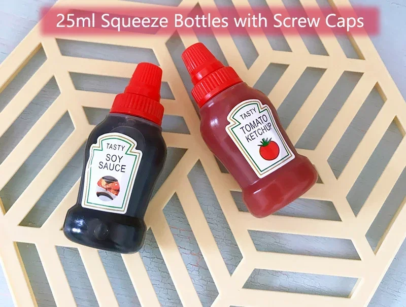 25ml Mini Condiment Bottle Camping Squeeze Bottles for Cookware Bbq Ketchup Oil Cruet Soy Sauce Kitchen Essentials Salads Tools