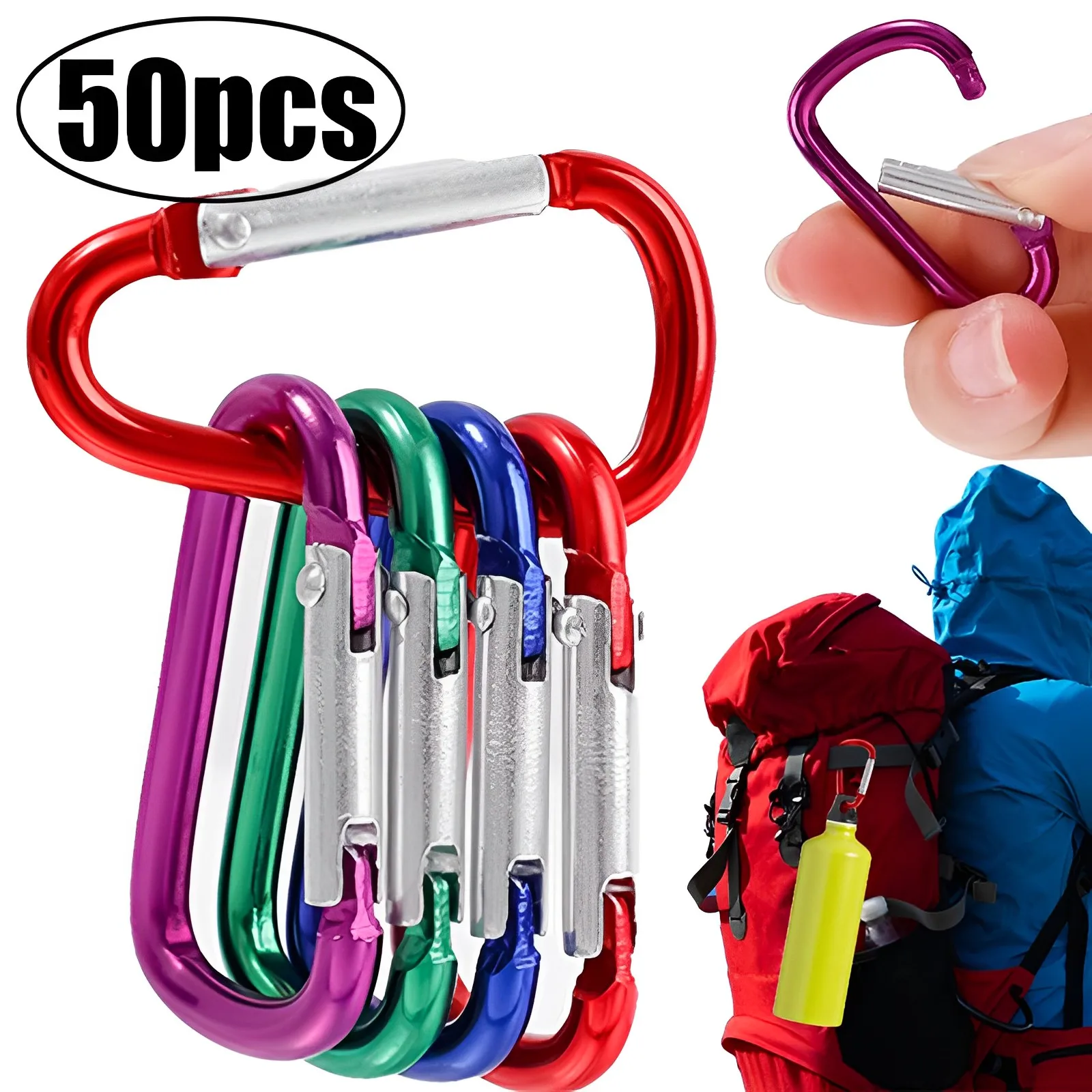 Colorful Carabiner Keychain Alluminum D-ring Buckle Spring Carabiner Snap Hook Clip Keychains Outdoor Camping Daily Use Tool