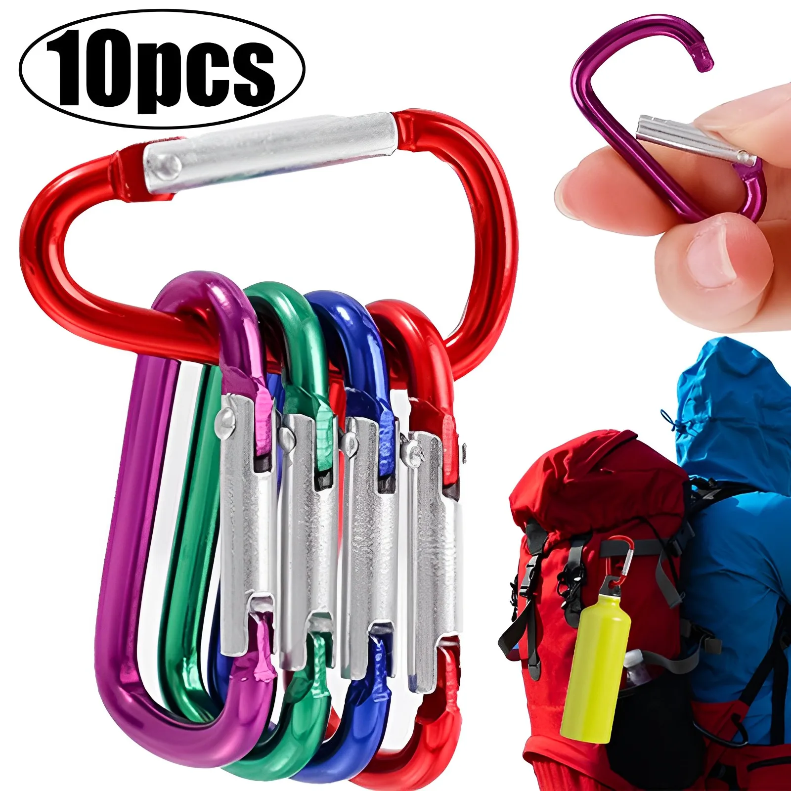 Colorful Carabiner Keychain Alluminum D-ring Buckle Spring Carabiner Snap Hook Clip Keychains Outdoor Camping Daily Use Tool