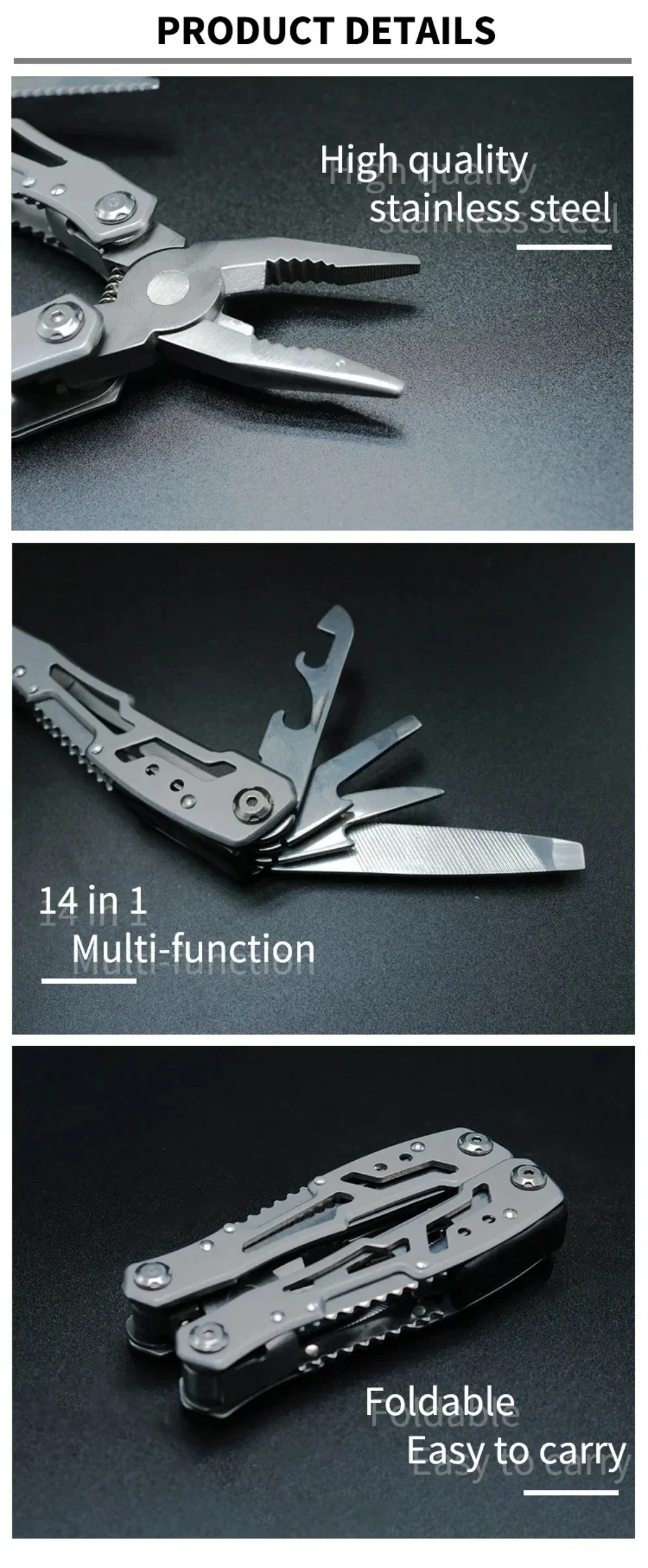 Outdoor Multitool Camping Portable Stainless Steel Edc Folding Multifunction Tools Emergency survival Knife Pliers