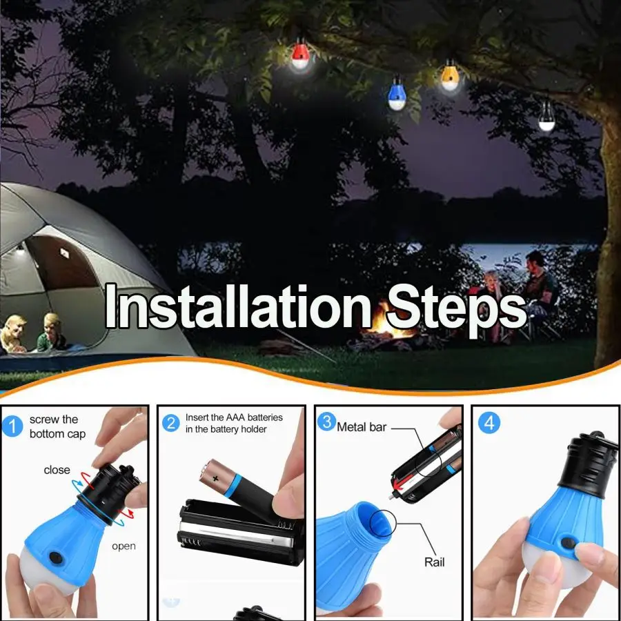 Outdoor LED Camping Light Waterproof Tent Lamp Bulb Emergency Lights Portable Lantern Camping Accessories for Backpacking Hiking