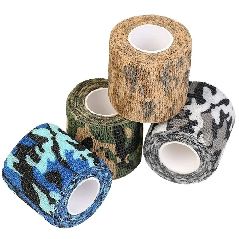 Camping Hiking Self Adhesive Camouflage Elastic Tape Camo Wrap Outdoor Tools Military Tactical EDC Survival Bandage 5*450cm