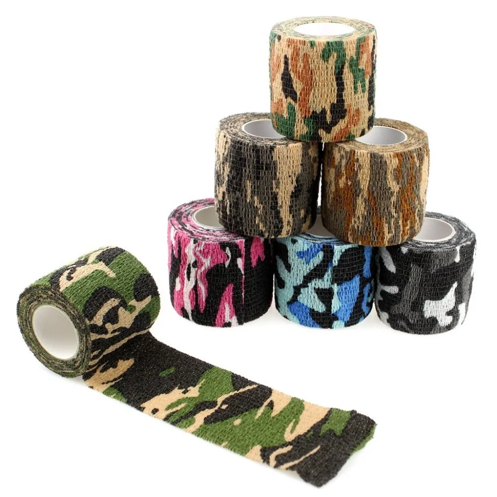 Camping Hiking Self Adhesive Camouflage Elastic Tape Camo Wrap Outdoor Tools Military Tactical EDC Survival Bandage 5*450cm