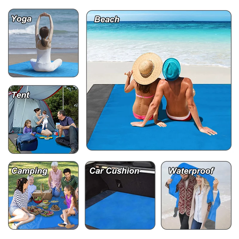 Outdoor Camping Mat Waterproof Folding Pocket Beach Blanket Portable Lightweight Picnic Mat Polyester Large Lawn Sand Beach Mat