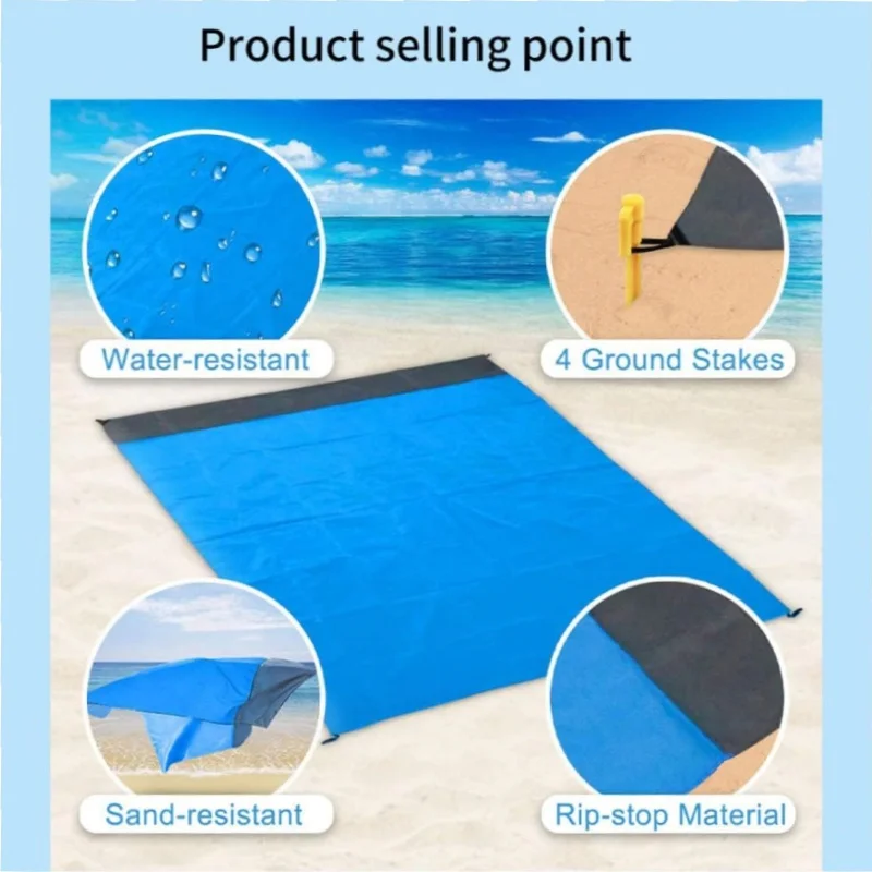 Outdoor Camping Mat Waterproof Folding Pocket Beach Blanket Portable Lightweight Picnic Mat Polyester Large Lawn Sand Beach Mat