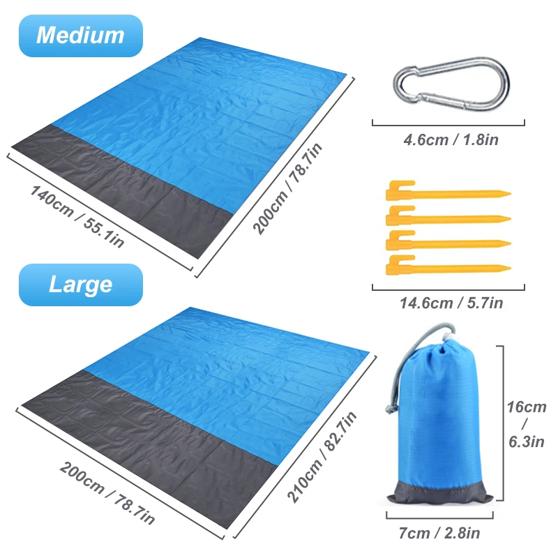 Outdoor Camping Mat Waterproof Folding Pocket Beach Blanket Portable Lightweight Picnic Mat Polyester Large Lawn Sand Beach Mat