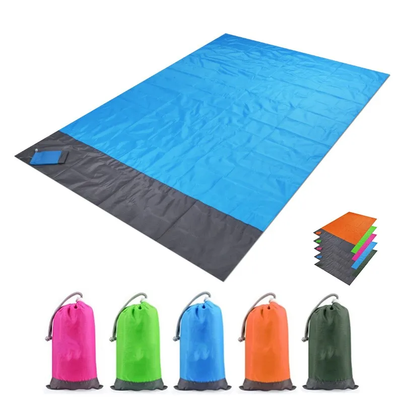 Outdoor Camping Mat Waterproof Folding Pocket Beach Blanket Portable Lightweight Picnic Mat Polyester Large Lawn Sand Beach Mat