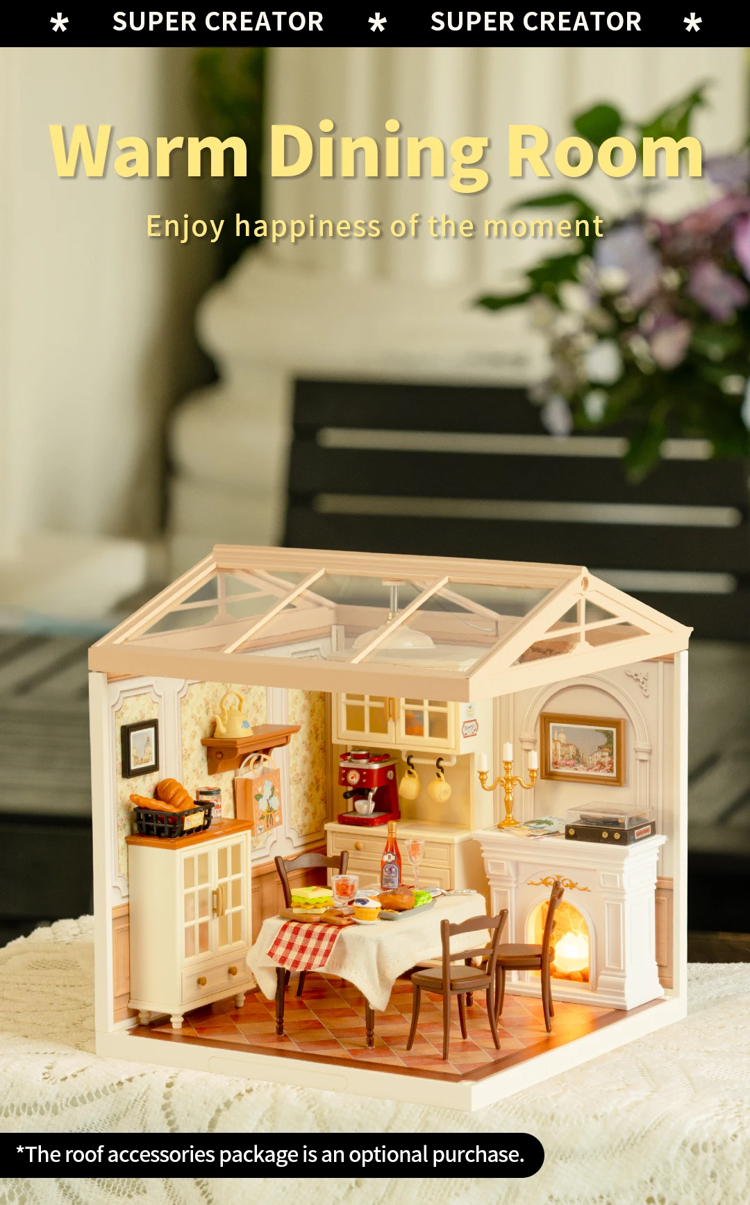 Robotime DIY Miniature Dollhouse Kit with Accessories Model Supply Store Kit with LED to Build Decent Birthday Gift