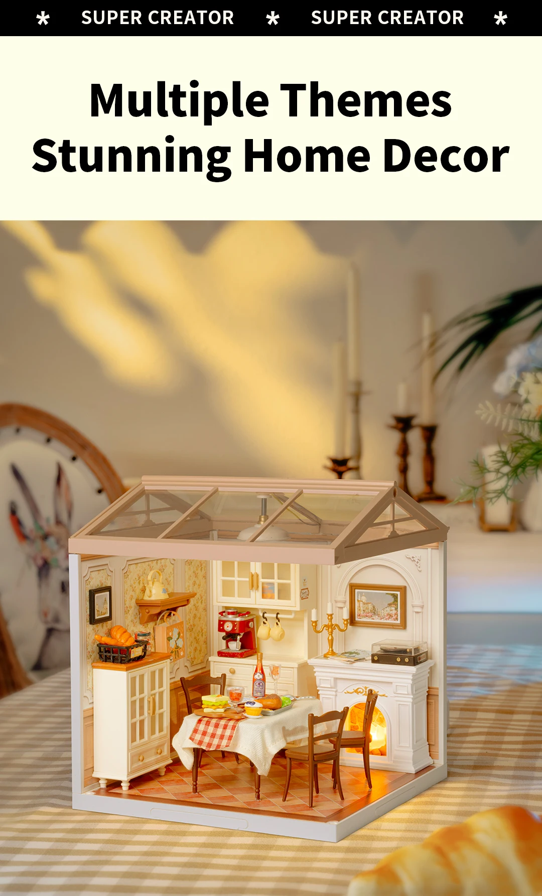 Robotime DIY Miniature Dollhouse Kit with Accessories Model Supply Store Kit with LED to Build Decent Birthday Gift