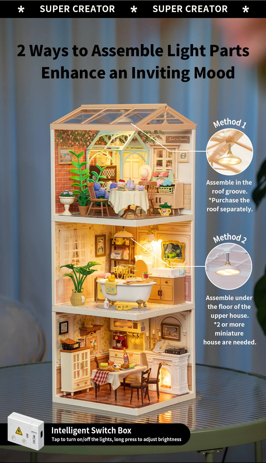 Robotime DIY Miniature Dollhouse Kit with Accessories Model Supply Store Kit with LED to Build Decent Birthday Gift