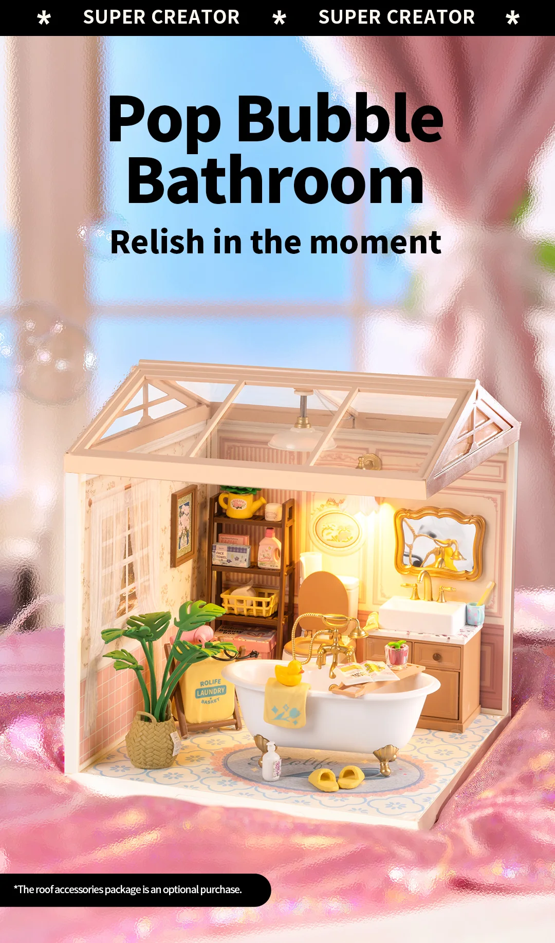 Robotime DIY Miniature Dollhouse Kit with Accessories Model Supply Store Kit with LED to Build Decent Birthday Gift