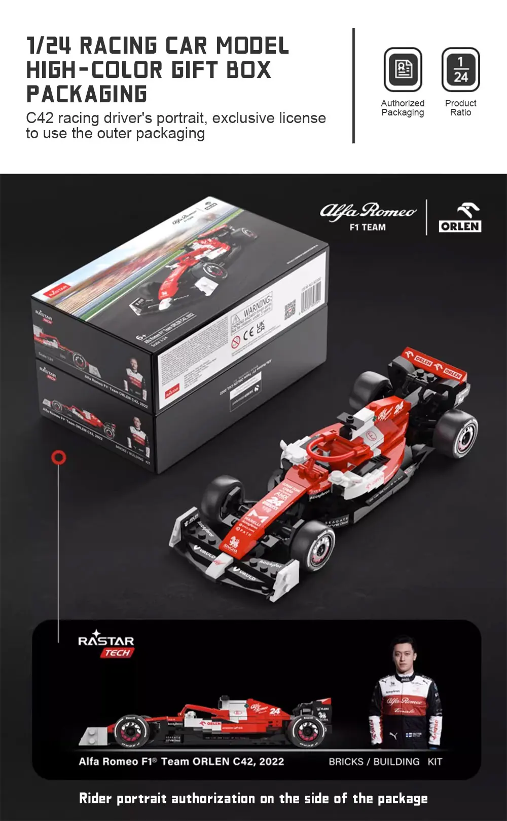 1/24 2023 F1 Red Bull RB19 #1 Max Verstappen #11 Perez Formula Racing Car Alfa Romeo C42 Building Block Model Toy Vehicle Bricks