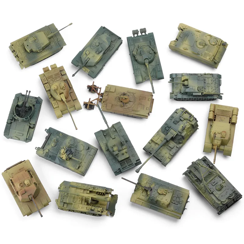 1/72 Plastic Assembled Tank Model Kit WWII Military Model Puzzles 24 Styles Tanks Sand Table Tanks Toys for Boys